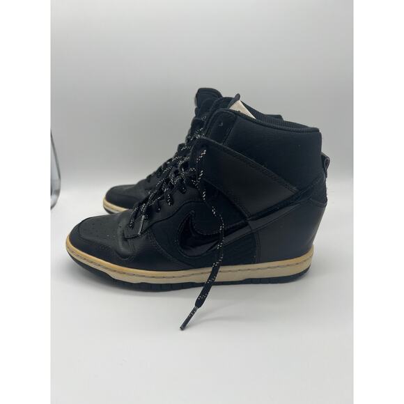 Nike Black Dunk Sky Hi Hidden Wedge Essential Leather Sneaker Size 8 - Picture 6 of 11